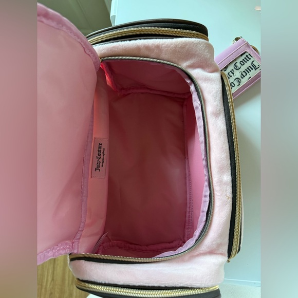 Juicy Couture Pink Velour Cosmetic Makeup Bag Gold Scottie Dog - Picture 5 of 7